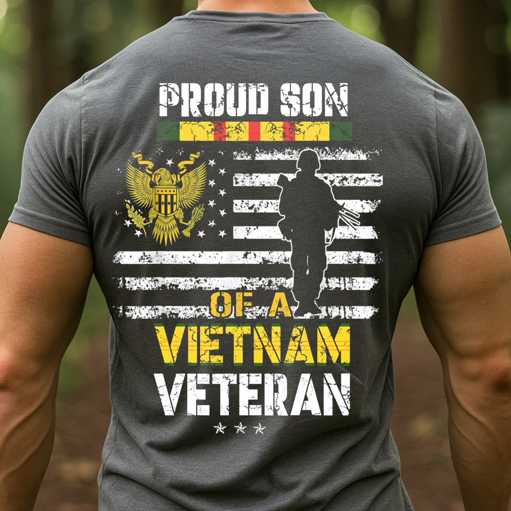 Proud Son of Vietnam Veteran T-Shirt, Vietnam Veteran Soldier Design, Gift for Veterans Day