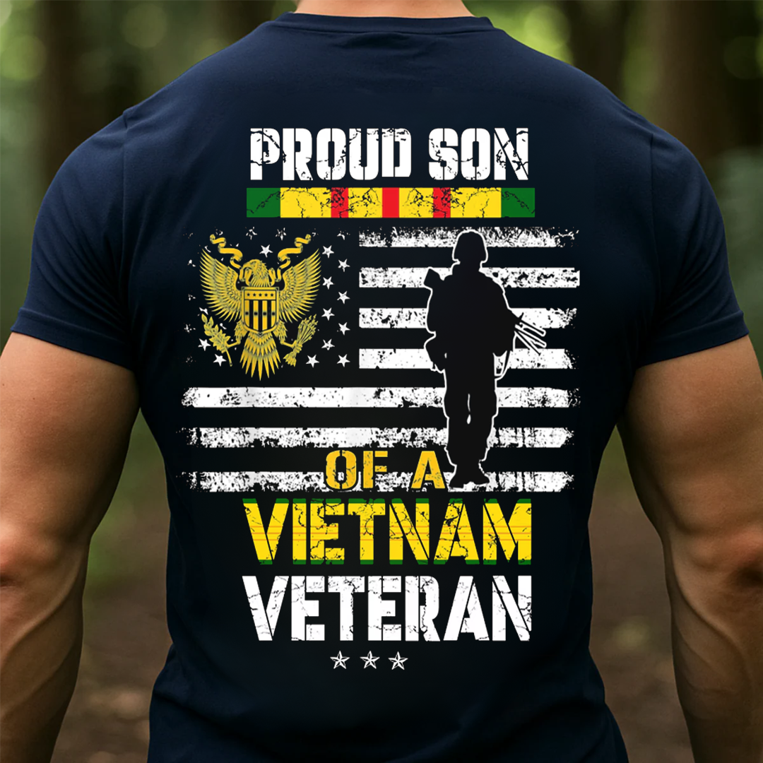 Proud Son of Vietnam Veteran T-Shirt, Vietnam Veteran Soldier Design, Gift for Veterans Day
