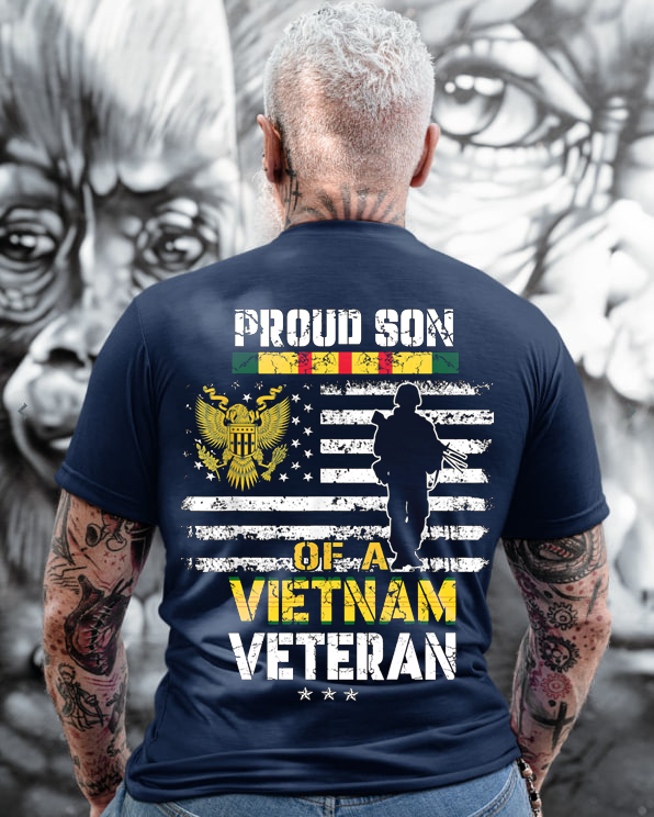 Proud Son of Vietnam Veteran T-Shirt, Vietnam Veteran Soldier Design, Gift for Veterans Day