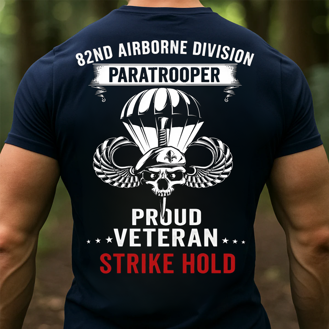 "Strike Hold" 82ND Airborne Division T-Shirt, Skull Airborne Design, Gift Idea for Veterans Day