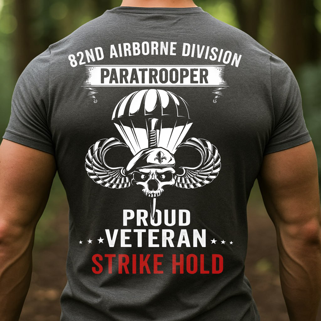 "Strike Hold" 82ND Airborne Division T-Shirt, Skull Airborne Design, Gift Idea for Veterans Day