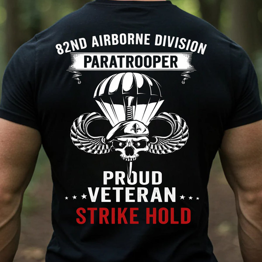 "Strike Hold" 82ND Airborne Division T-Shirt, Skull Airborne Design, Gift Idea for Veterans Day