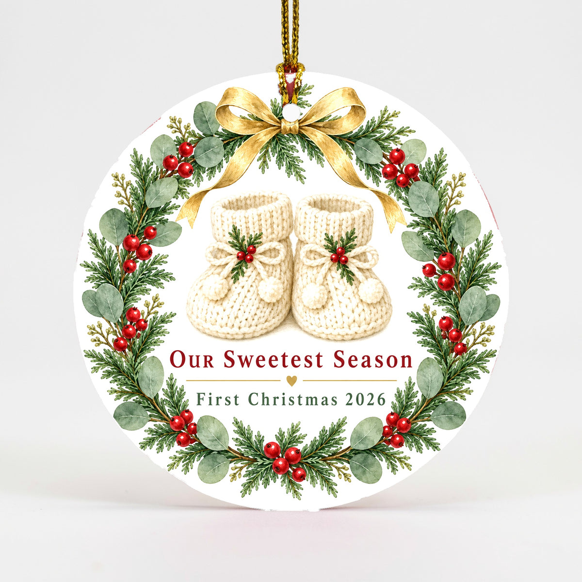 Sweetest Season Baby First Christmas 2026 Ceramic Holiday Ornament