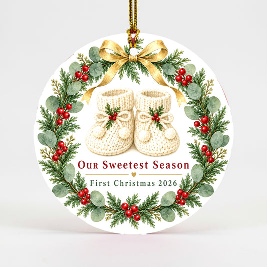 Sweetest Season Baby First Christmas 2026 Ceramic Holiday Ornament
