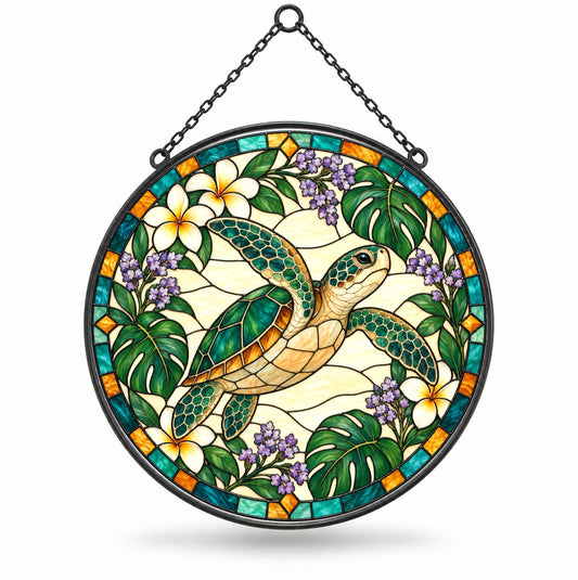 Serene Sea Turtle Suncatcher Coastal Hanging Window Ornament