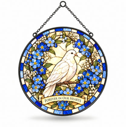 Dove of Remembrance Suncatcher, Glass Memorial Window Ornament