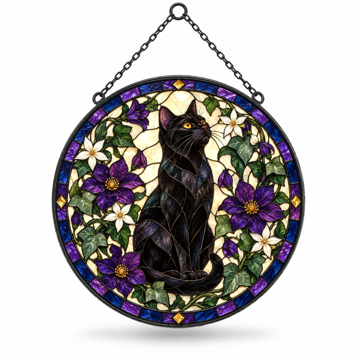 Midnight Familiar Black Cat Suncatcher Hanging Window Ornament