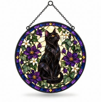 Midnight Familiar Black Cat Suncatcher Hanging Window Ornament