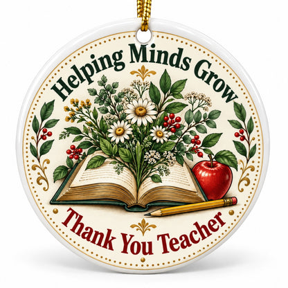 Botanical Book Teacher Christmas Ornament, Holiday Thank You Keepsake