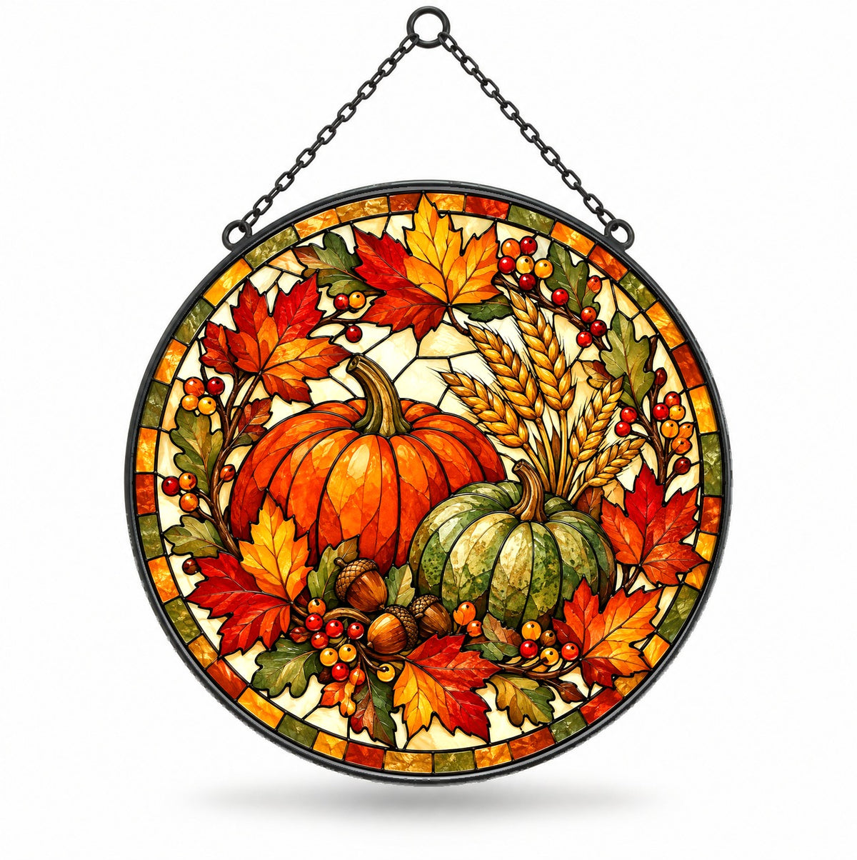 Harvest Heirloom Pumpkins Suncatcher, Autumn Window Decor Ornament