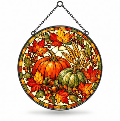 Harvest Heirloom Pumpkins Suncatcher, Autumn Window Decor Ornament