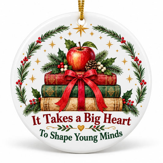 Teacher Storybook Hearth Ceramic Christmas Ornament, Thank You Gift