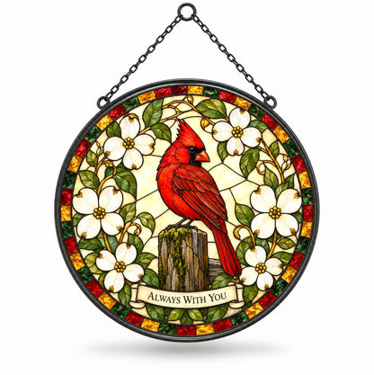 Whispering Wings Cardinal Suncatcher, Memorial Glass Hanging Ornament