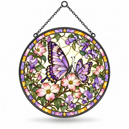 Maternal Wings Butterfly Glass Suncatcher Hanging Window Ornament
