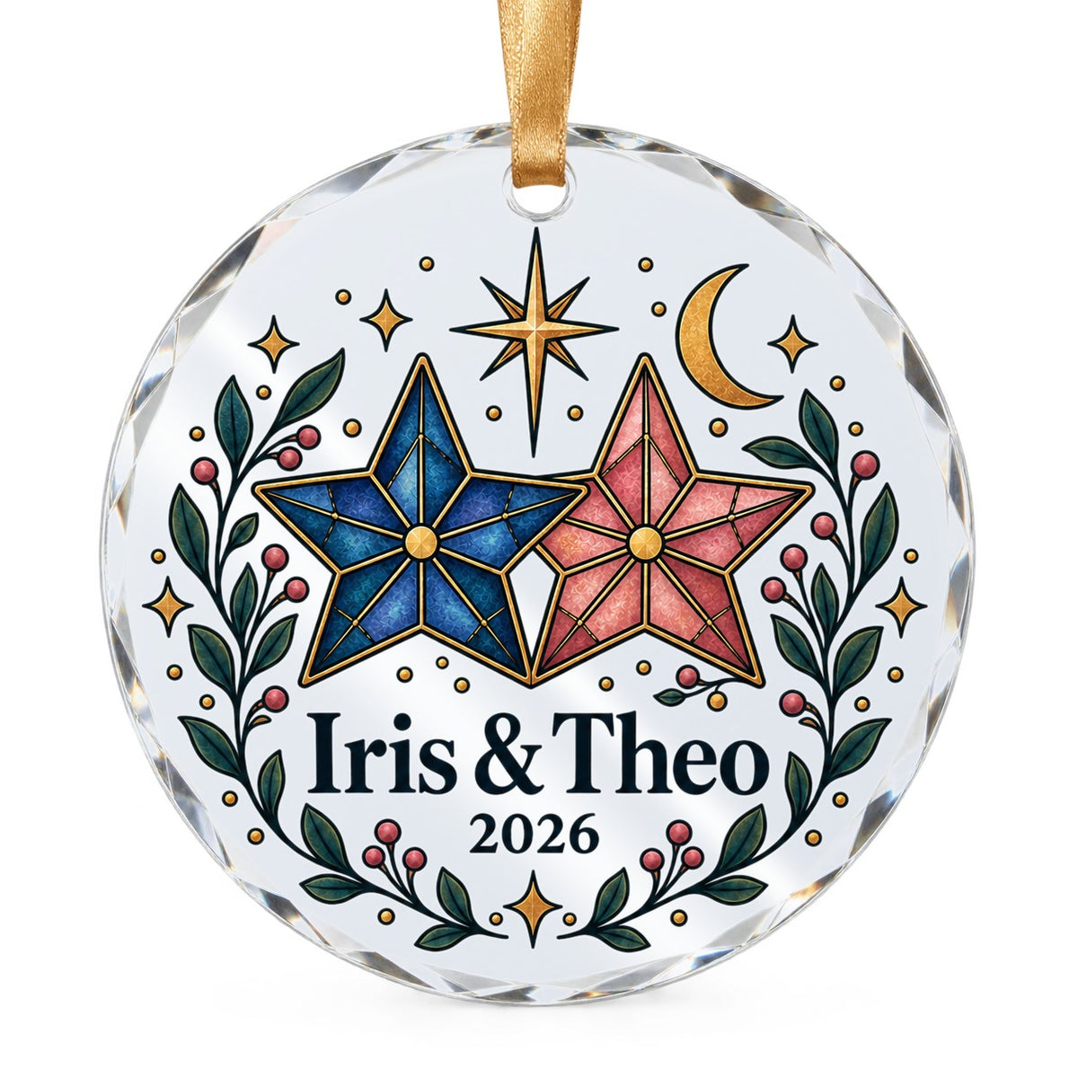 First Christmas Together Celestial Keepsake Glass Ornament