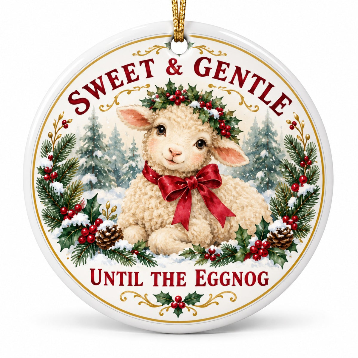 Innocent Lamb Christmas Ornament, Funny Holiday Tree Decor