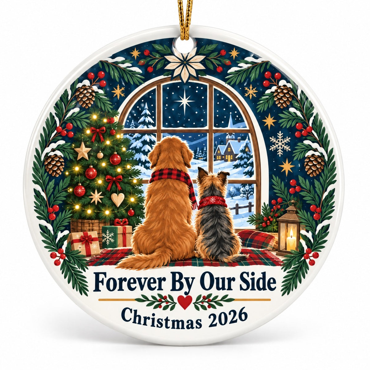 Forever by Our Side Dog Keepsake Ceramic Christmas Ornament