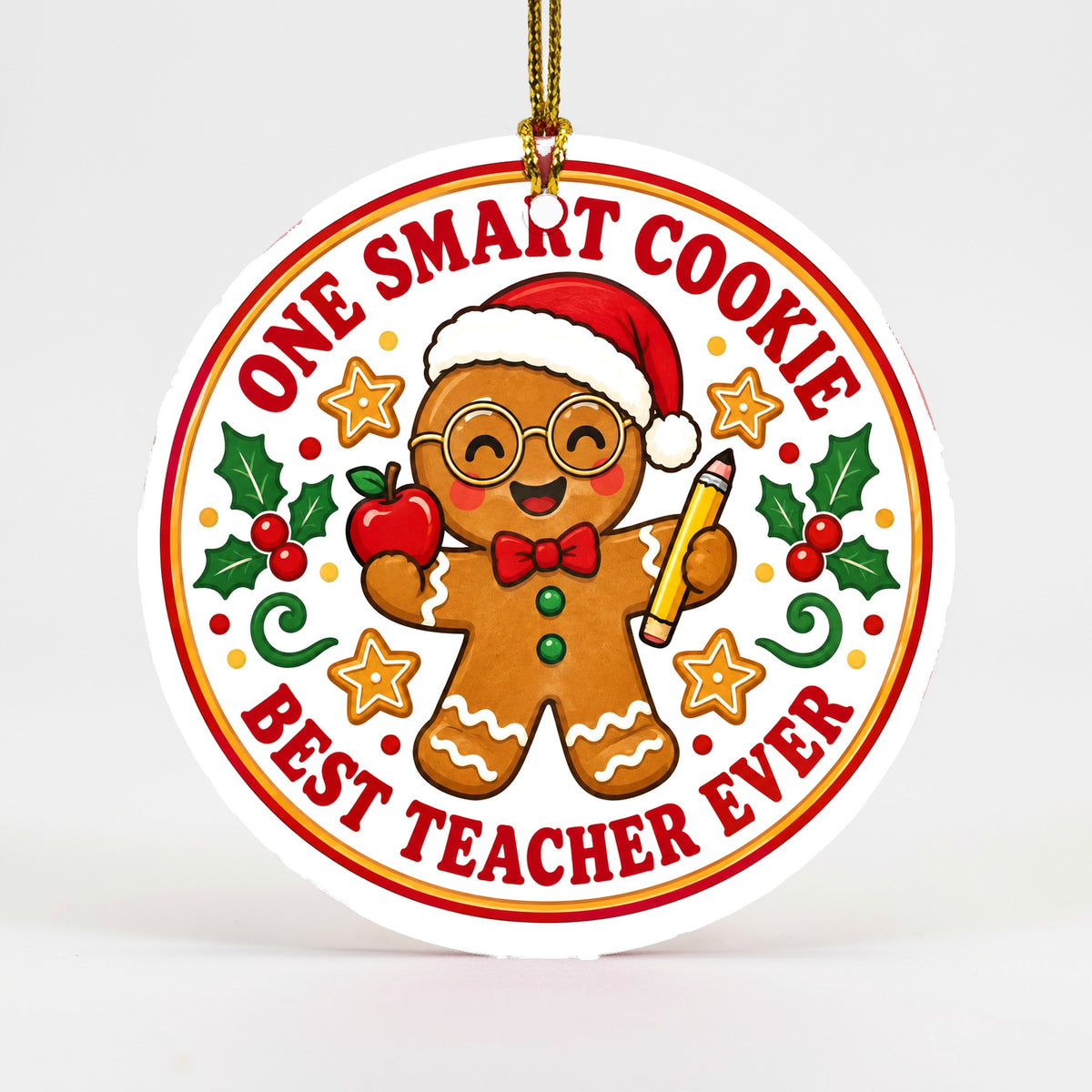 Smart Cookie Teacher Christmas Ornament, Holiday Gift for Educators