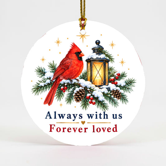 Twilight Cardinal Memorial Christmas Ornament with Hanging Cord