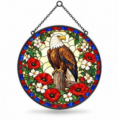 Majestic Eagle Americana Suncatcher Glass Window Ornament