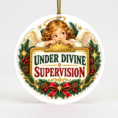 Divine Supervision Angel Ceramic Christmas Tree Ornament