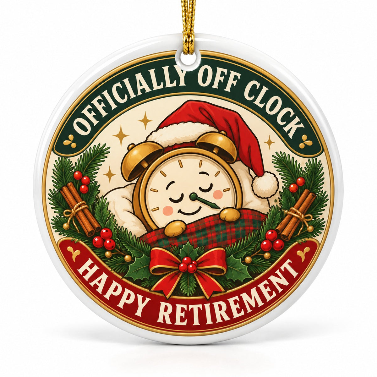 Off The Clock Snooze Wreath Ceramic Christmas Ornament