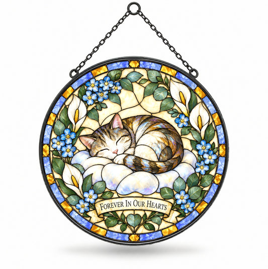 Sleeping Cloud Cat Memorial Suncatcher