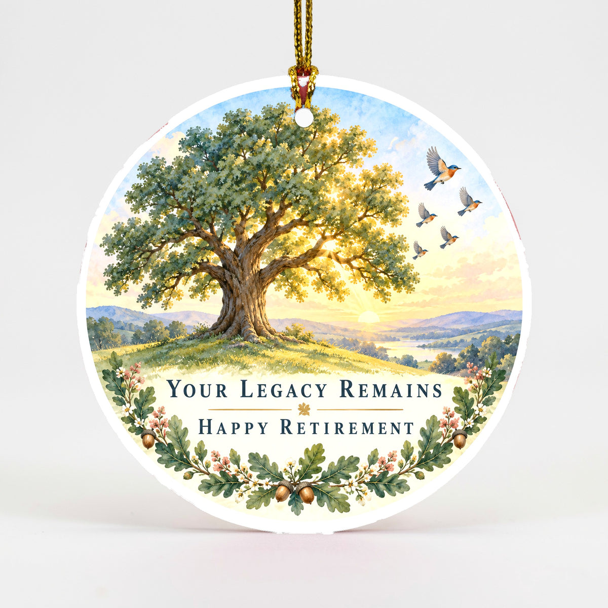 Retirement Legacy Oak Tree Ceramic Ornament, Coworker Farewell Keepsake