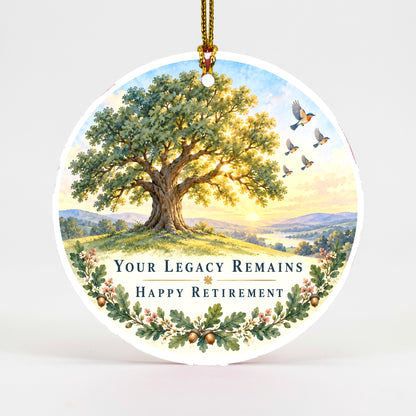 Retirement Legacy Oak Tree Ceramic Ornament, Coworker Farewell Keepsake