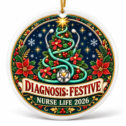 Diagnosis Festive Nurse Christmas Ceramic Ornament