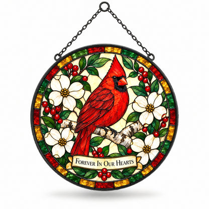 Cardinal Whispers Memorial Suncatcher Glass Window Ornament