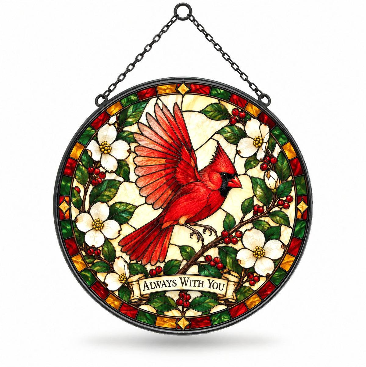 Cardinal of Comfort Memorial Suncatcher, Hanging Glass Ornament