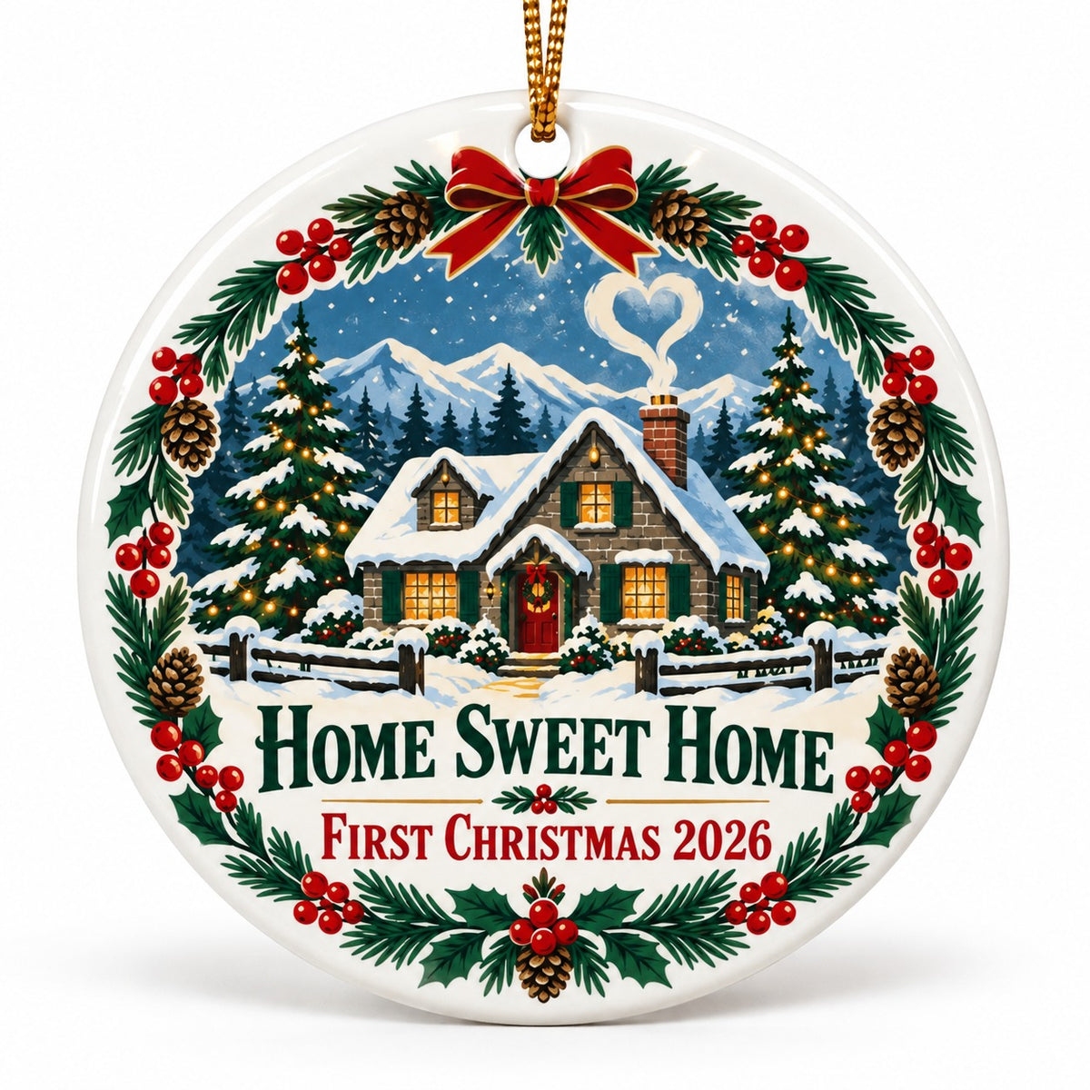 Home Sweet Home 2026 Ceramic Christmas Ornament for New Homeowners