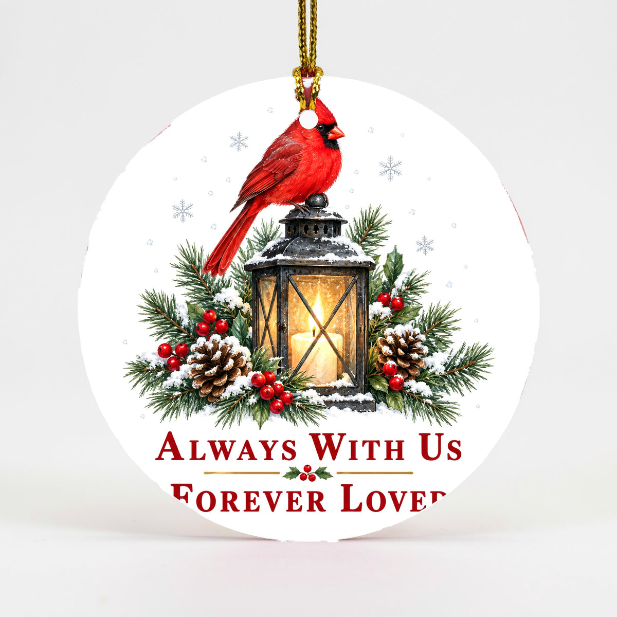 Luminous Remembrance Lantern Cardinal Memorial Ceramic Christmas Ornament