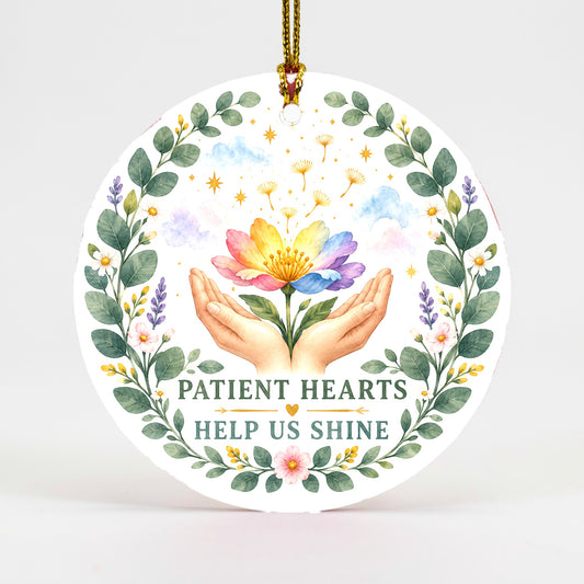 Patient Hearts Bloom Teacher Appreciation Ceramic Christmas Ornament