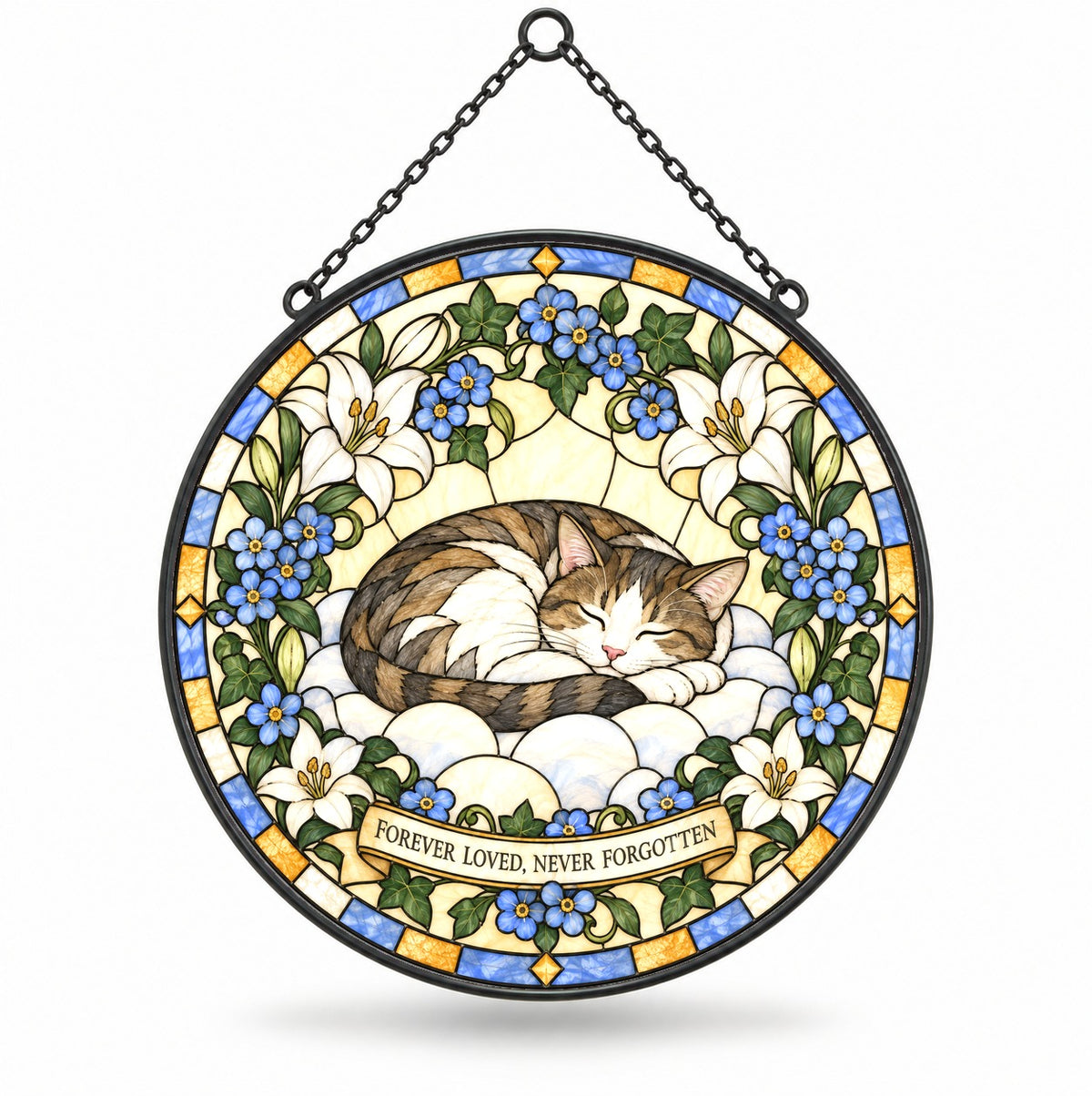 Peaceful Slumber Cat Memorial Suncatcher Window Hanging Ornament