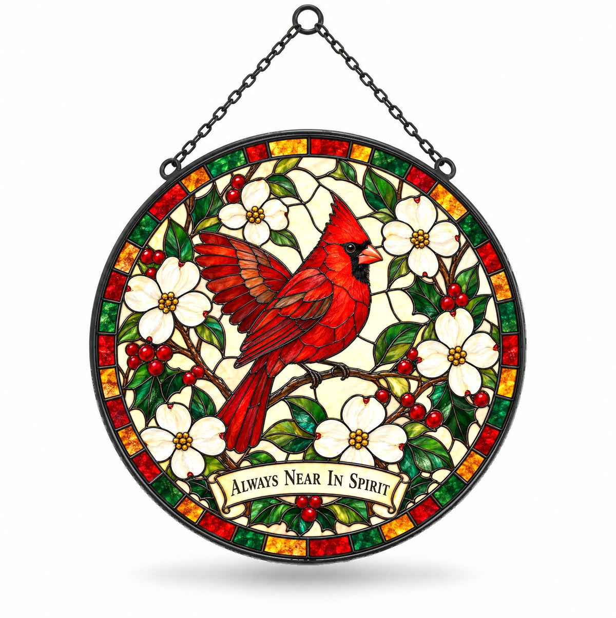 Cardinal Messenger of Hope Suncatcher, Memorial Glass Ornament