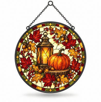 Autumn Glow Lantern Pumpkin Suncatcher Fall Harvest Ornament