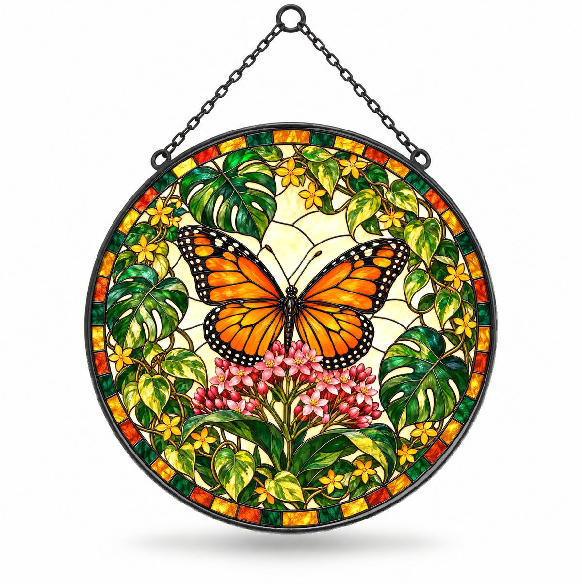 Monarch Butterfly Window Suncatcher, Garden Glass Hanging Ornament