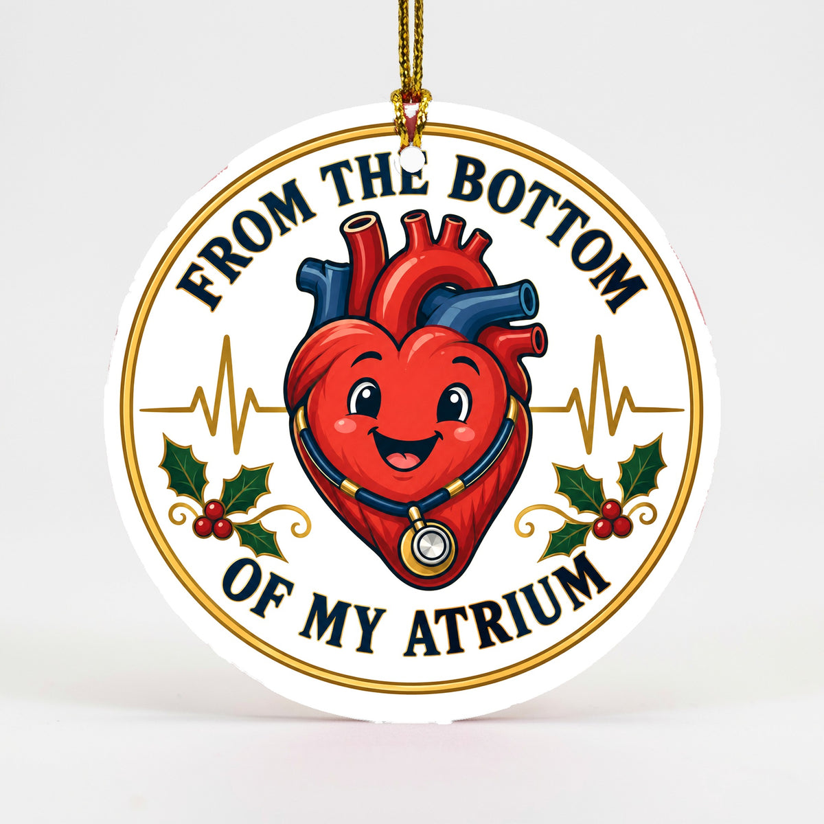 Bottom of My Atrium Badge Ceramic Holiday Ornament, Medical Gift