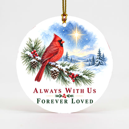 Winter Cardinal Memorial Keepsake Ceramic Christmas Ornament