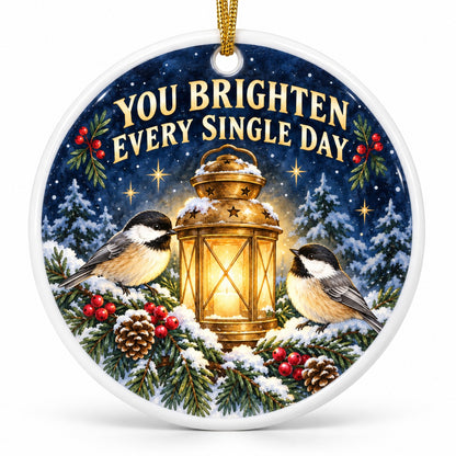 Warm Lantern Winter Gratitude Ceramic Christmas Ornament