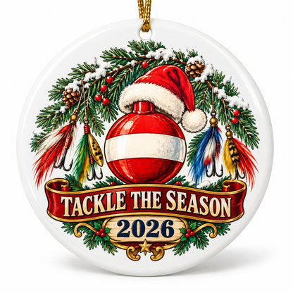 Tackle The Season Fishing Ceramic Christmas Tree Ornament