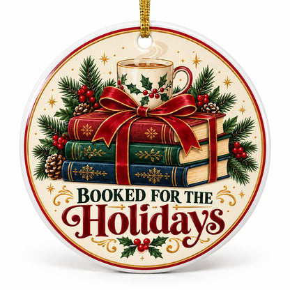 Booked for the Holidays Ceramic Christmas Ornament, Reader Tree Decor