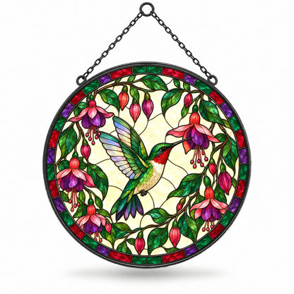 Ruby Hummingbird Glass Suncatcher Window Hanging Ornament