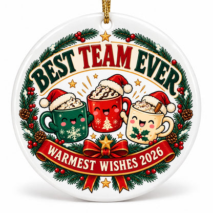Holiday Mug Toast Team Appreciation Ceramic Christmas Ornament