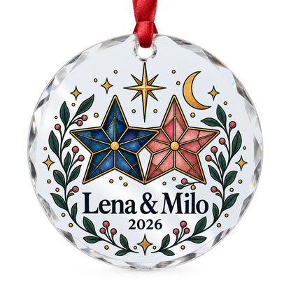 Newlywed Couple Celestial Keepsake Glass Ornament