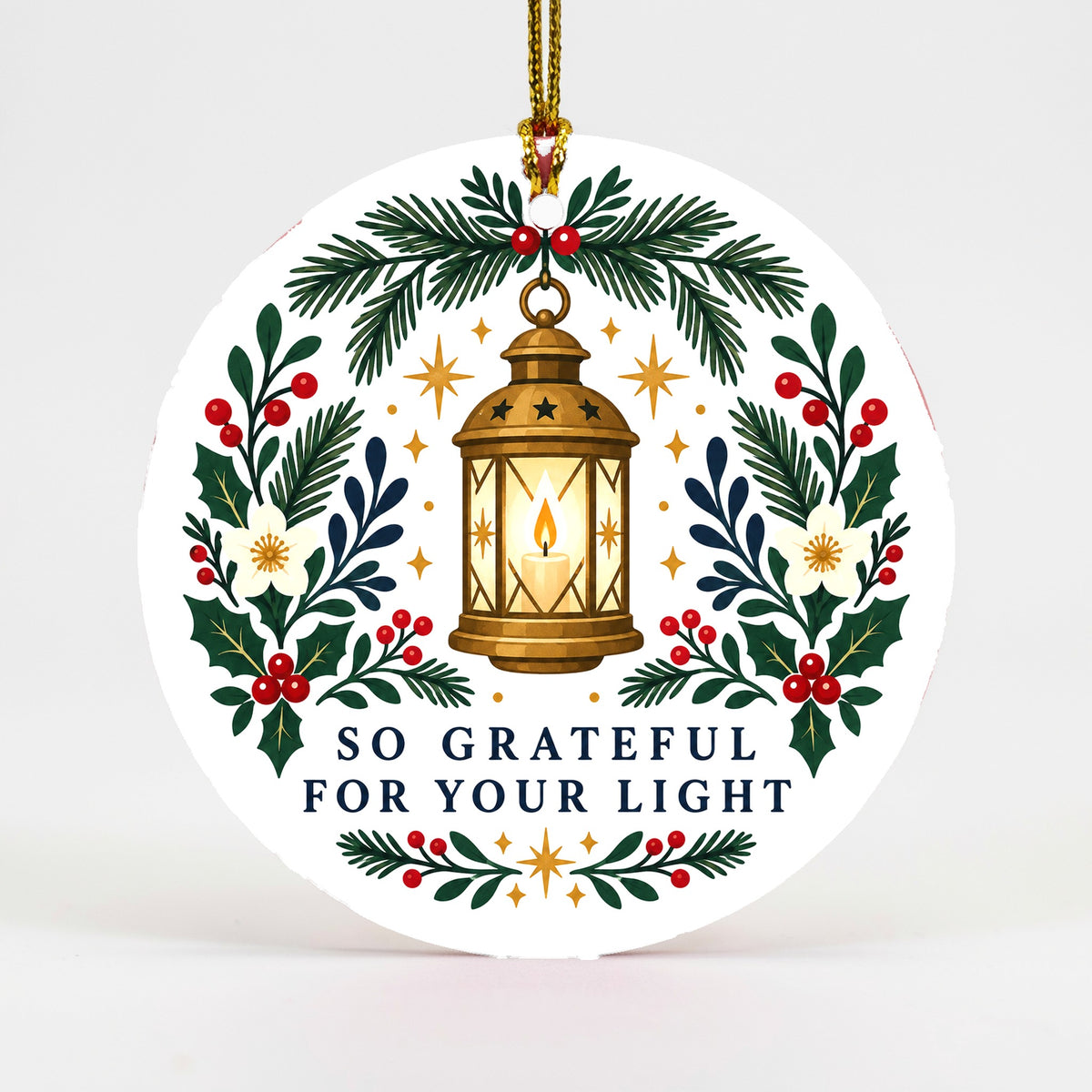 Grateful For Your Light Christmas Ceramic Ornament Keepsake