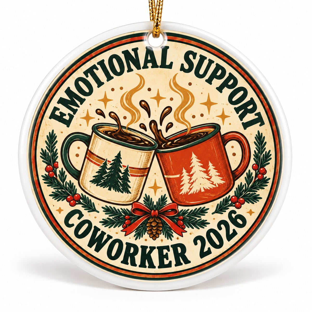 Emotional Support Coworker Christmas Ornament, Holiday Colleague Gift