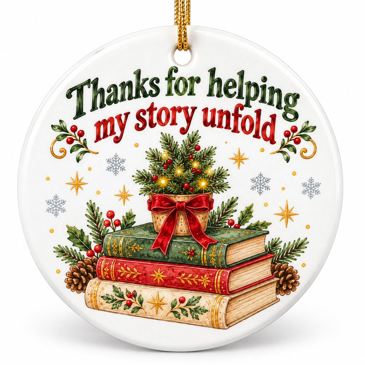 Storybook Seedling Teacher Tribute Christmas Ceramic Ornament